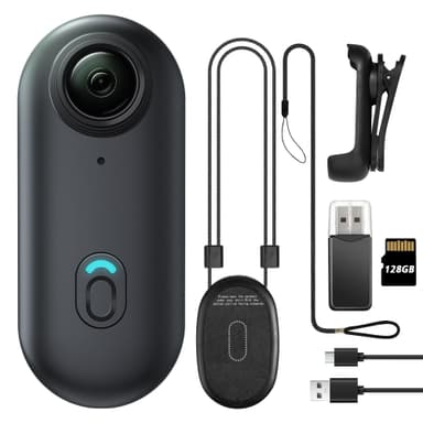 Meoilkolnm Mini Wearable Body Worn Action Camera, FHD 1080P, Thumb Size, Hands Free Recording with Premium Portable Camcorder Mount Anywhere for Security, Work, Guard, Travel, 128GB, Black