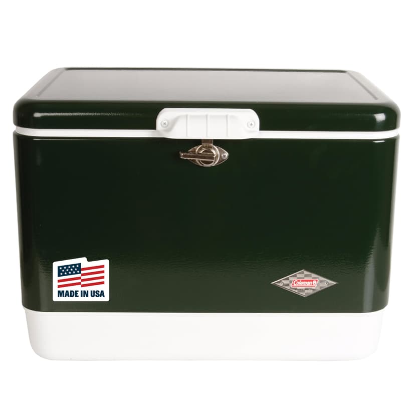 Coleman Vintage 54qt Steel Belted Cooler, Keeps Ice Up to 4 Days, 85-Can Capacity Hard Cooler with Drain & Have-A-Seat Lid