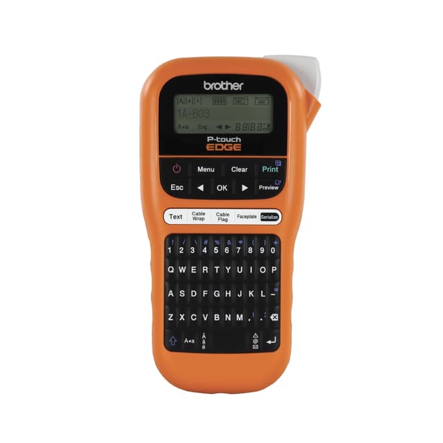 Brother PTE110 Entry Level Industrial Handheld Labeling Tool Kit - Up to 12mm Labels, Orange