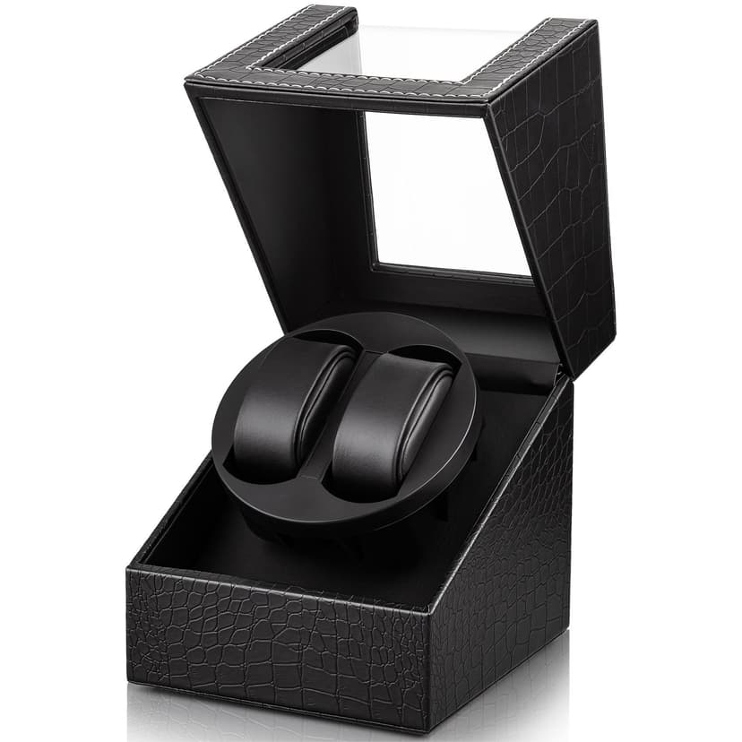 SHOWPIN Automatic Double Watch Winder: 2 Slots Watch Winder Box for Women and Men's Automatic Watches with Japanese Quiet Motor Dual Rotation Mode USB Powered