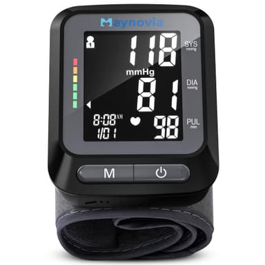 Maynovia Wrist Blood Pressure Monitor, Blood Pressure Cuff Wrist for Home Use, Automatic Digital BP Monitor with Large Backlit Display, 2 User 120 Memory, Adjustable 5.3"-8.5" Cuff