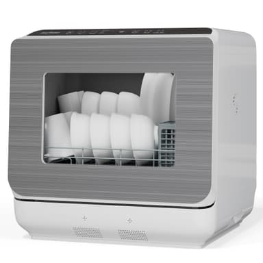 Sunvivi Portable Dishwasher with 152OZ Water Tank, 18" Countertop Dishwasher Machine fits up to 12" plates, Energy Star, 6 Preset Mode, 12H Delay Start, Small Dish Washer for Dorm RV&Apartment, White