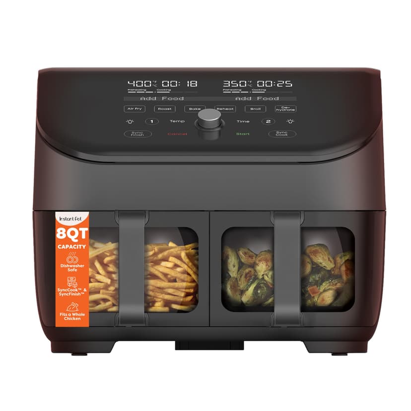 Instant Pot Vortex Plus XL 8QT ClearCook Air Fryer, Clear Windows, Custom Programming, 8-in-1 Functions that Crisps, Broils, Roasts, Dehydrates, Bakes, Reheats, from the Makers of Instant Pot, Black