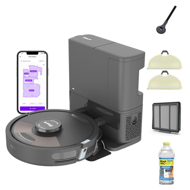 Shark Plus 2in1 Robot Vacuum & Mop with Sonic Mopping, Home Mapping, HEPA Bagless Self Empty Base, CleanEdge, for Pet Hair, WiFi, Black/Mocha, AV2630WA, for Carpets & Hardfloors