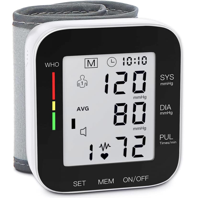 MMIZOO Wrist Blood Pressure Monitor Bp Monitor Large LCD Display Blood Pressure Machine Adjustable Wrist Cuff 5.31-7.68 inch Automatic 99x2 Sets Memory with Carrying Case for Home Use (Black)