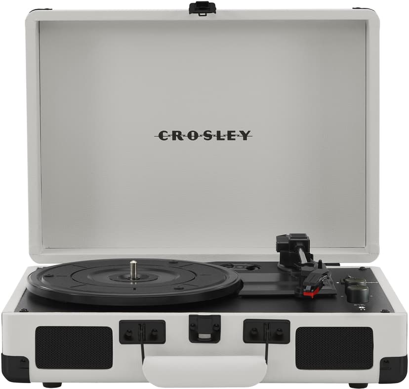Crosley CR8005DP-WF Cruiser Plus Vintage 3-Speed Bluetooth in/Out Suitcase Vinyl Record Player Turntable, White Farmhouse