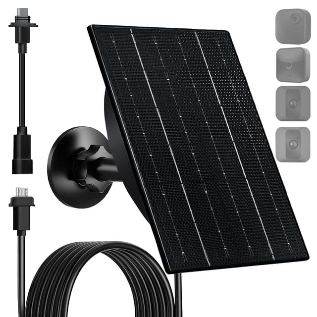 FUTUREZEN 4W Solar Panel for Blink Outdoor 4th Gen/3rd Gen/XT/XT2 Camera, USB-C & Micro USB Solar Charger with 2600mAh Battery, Waterproof Rubber Plug, 10ft Cable
