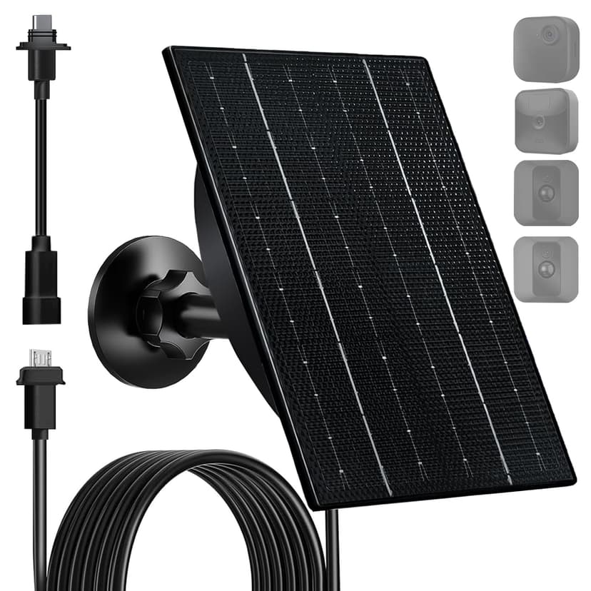 FUTUREZEN 4W Solar Panel for Blink Outdoor 4th Gen/3rd Gen/XT/XT2 Camera, USB-C & Micro USB Solar Charger with 2600mAh Battery, Waterproof Rubber Plug, 10ft Cable