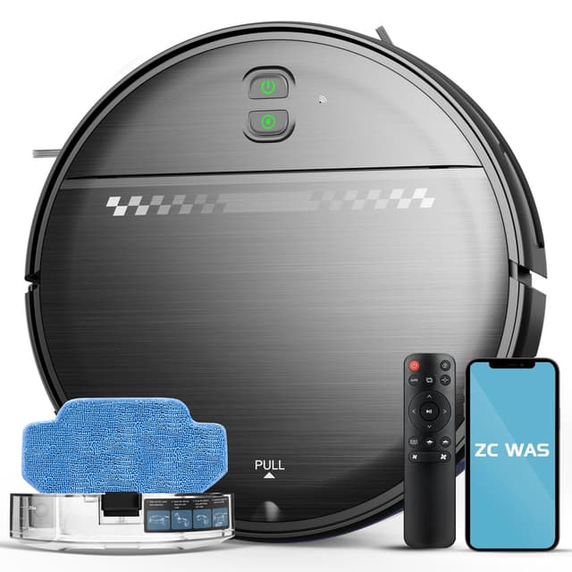Robot Vacuum and Mop Combo, 2 in 1 Robotic Vacuum Cleaner for Pet Hair, Low Profile Automatic Vacuum Cleaner for Hard Floor and Carpet with App/Voice/Remote Control, Anti-Fall/Anti-Bump, Auto Recharge
