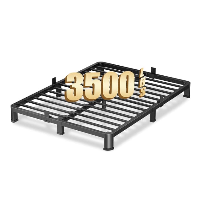 VIPSHOW 4 Inch Queen Heavy Duty 3500 lbs Bed Frame with Round-Corner Legs & Anti-Squeak Design – Quick Assembly Metal Platform, No Box Spring Needed