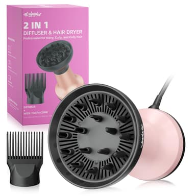 WUFAYHD 2-in-1 Diffuser Hair Dryer for Curly Hair: 1875W Ionic Hair Dryer w/Comb & Diffuser Attachment, Fast Drying, Reduces Frizz, Anti-Heat Handle Blow Dryer with ALCI Plug, Gift for Women Her