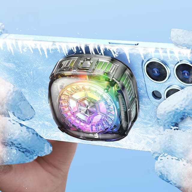 YANISM Magnetic Cell Phone Cooler Plus, RGB Phone Cooling Fan Portable Lightweight Mobile Phone Cooling Fan, Transparent Phone Radiator with Temperature Display for Mobile Gaming,Tiktok Live Streaming