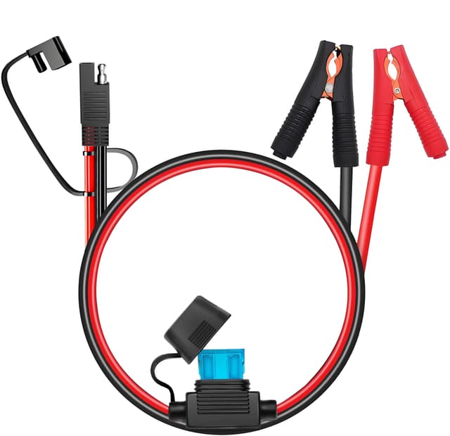 ZHOFONET 10AWG 2FT SAE to Alligator Clip,12V SAE Quick Release Adapter to Alligator Clips Quick Disconnect Cable,SAE Extension Cable with 2Pin Connector for Car Motorcycle