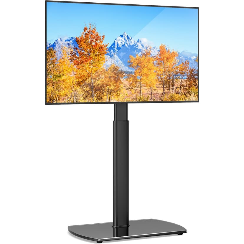 YOMT Universal TV Floor Stand with Mount for 27-70 Inch LCD LED OLED TVs, Swivel Height Adjustable Tall TV Stand, Space Saving Design for Corner Bedroom Living Room, Black