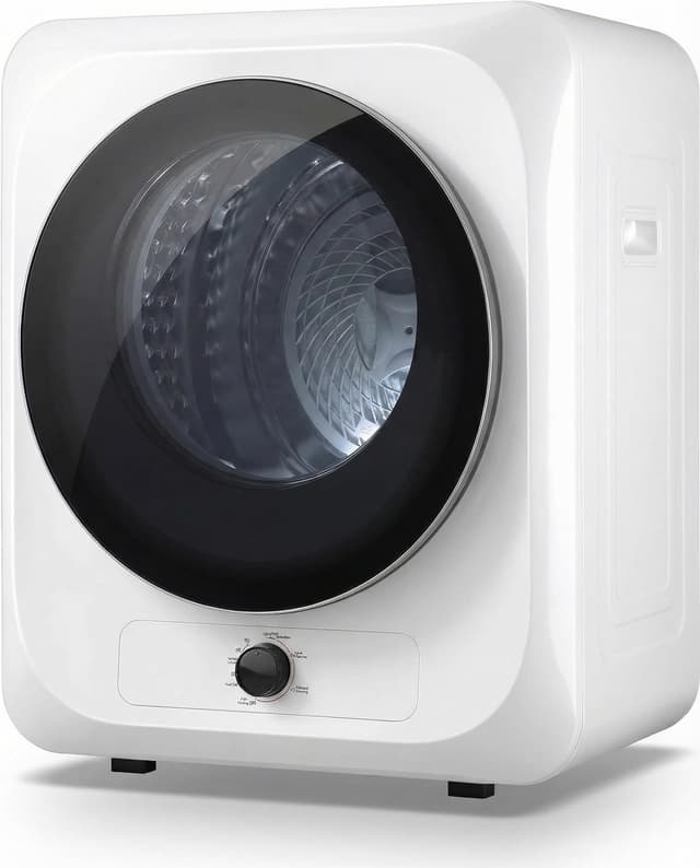 Auertech 1.5 Cu.Ft Portable Clothes Dryer, 850 W Front Load Electric Dryer Machine with Stainless Steel Drum, Simple Control Knob, Compact Tumble Dryer for Laundry Apartment, Dorm, RV, White