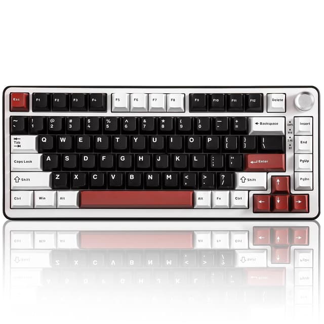YUNZII B75 PRO Wireless Mechanical Keyboard,75% Layout with Knob,Hot Swap Gasket Custom Structure,Creamy Pre-lubed Switches,RGB Backlit,Bluetooth/Type-C/2.4G for Win/Mac(Milk Switch,Black)