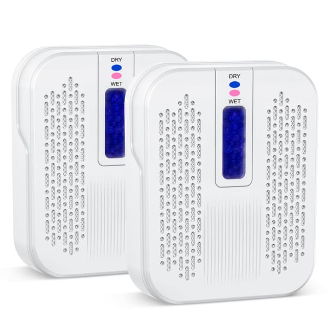 Rechargeable Small Dehumidifier, Pack of 2, Portable Mini Dehumidifier for Bathroom, Highly Efficient Dehumidification, Energy Saving, Suitable for Closet, Cars, Wardrobes