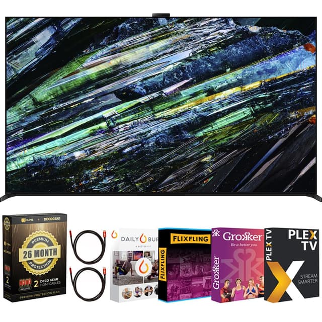 Sony BRAVIA XR A95L 77 inch QD-OLED 4K HDR Smart TV (2023) Bundle with Deco Gear 4K HDMI 2.0 Cable w/Copper Conductors x2 + Premiere Streaming & CPS Exclusive 26 Month Protection (BEACH-CPS-265000)