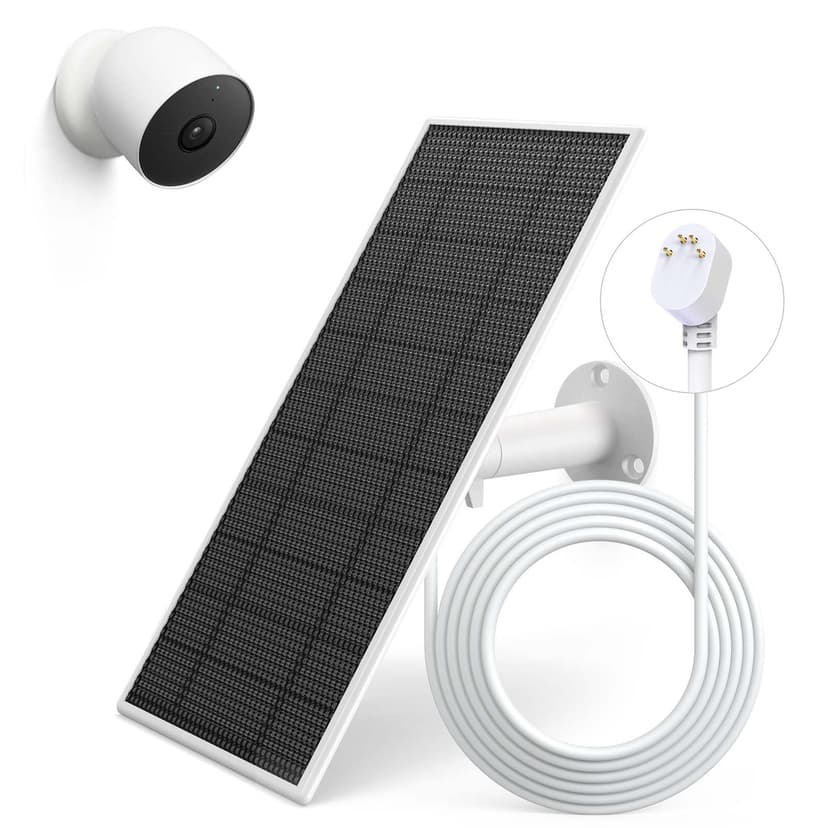 Solar Panel for Google Nest Camera, Upgraded Solar Power Charger for Google Nest Cam Indoor & Outdoor(Battery Version), Flexible Solar Panels with IP65 Waterproof and 13.1Ft Fast Charging Cable