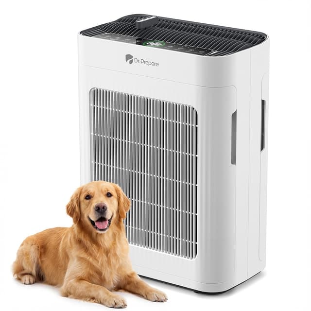 Dr.Prepare Air Purifier for Home Bedroom Large Room Up to 3,000 ft², HEPA Air Cleaner with Dual-Sided Washable Pre-Filter, 20dB Sleep Mode & Fragrance, AQI Display,Auto & Pet Mode for Smoke Odors