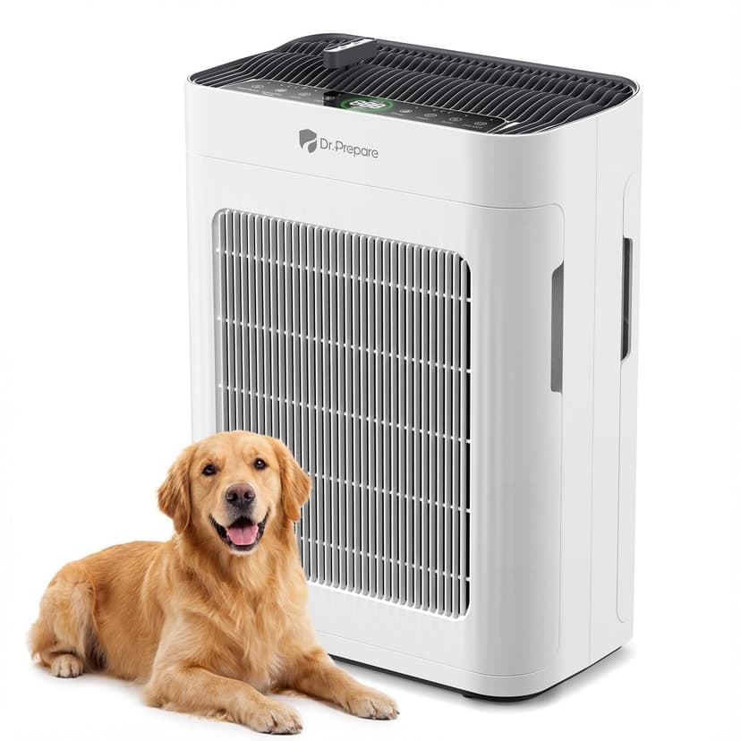Dr.Prepare Air Purifier for Home Bedroom Large Room Up to 3,000 ft², HEPA Air Cleaner with Dual-Sided Washable Pre-Filter, 20dB Sleep Mode & Fragrance, AQI Display,Auto & Pet Mode for Smoke Odors
