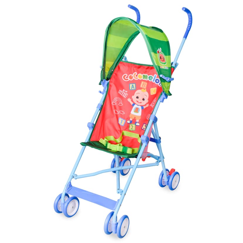 Cocomelon Umbrella Stroller with Canopy, Lightweight and Compact for Travel, 3D Stroller Red