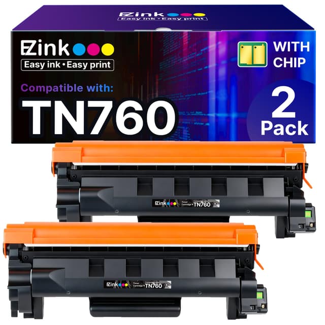 E-Z Ink TN760 Toner for Brother Printer Compatible for Brother TN-760 TN730 TN-730 Toner Cartridges to Use with MFC-L2710DW MFC-L2750DW HL-L2350DW HL-L2370DW HL-L2395DW L2390DW DCP-L2550DW (2 Black)