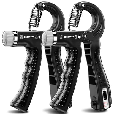 KDG Hand Grip Strengthener 2 Pack(Black) Adjustable Resistance 10-130 lbs Forearm Exerciser,Grip Strength Trainer for Muscle Building and Injury Recovery for Athletes