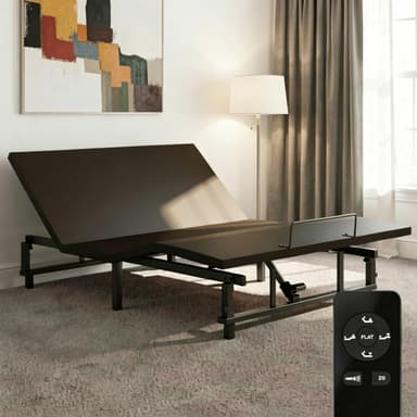 Feetice King Size Adjustable Bed Frame with Wireless Remote, Zero Gravity & Head & Foot Incline, Heavy-Duty Steel Frame, Whisper-Quiet Motor, Easy Installation (79" L x 74" W x 12.72" H)