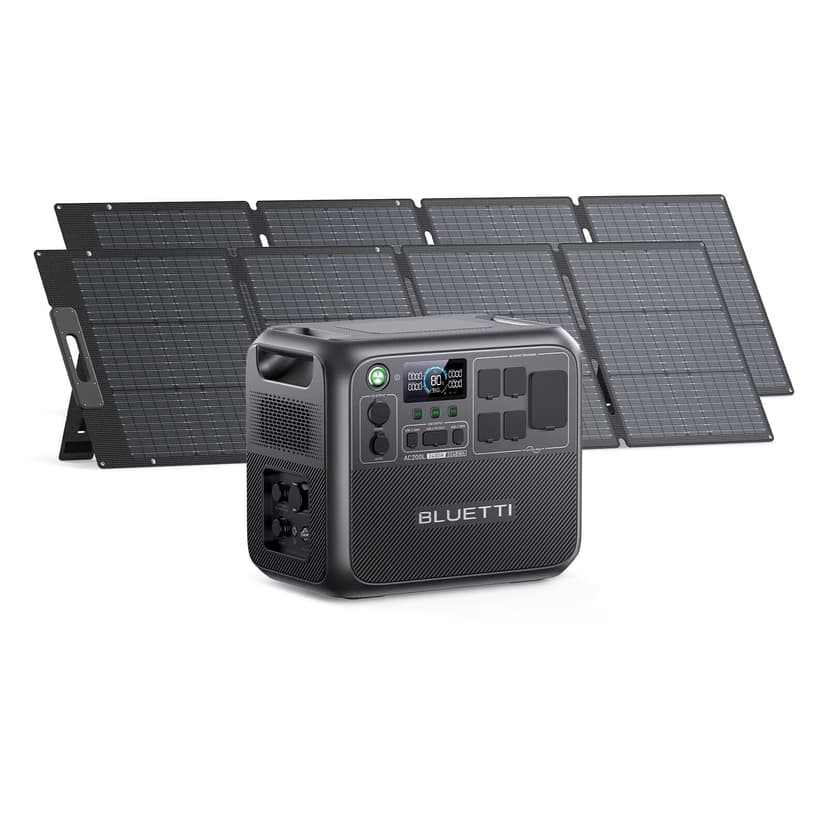 BLUETTI AC200L Solar Generator with 2 200W Solar Panel (Ship Separately), 2048Wh LFP Battery Backup w/ 4 2400W AC Outlets (3600W Power Lifting), Portable Power Station for Camping, Home Use, Emergency