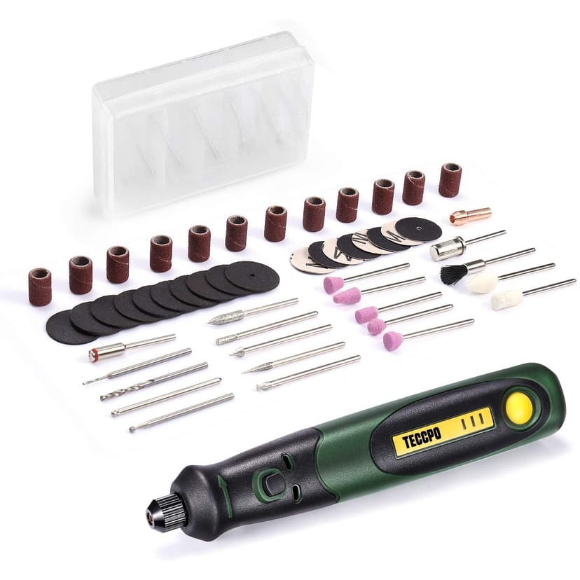 TECCPO Cordless Rotary Tool kit, 3-Speed with 50 Accessories, USB-C charging, Multi-Purpose Power Tool,3.7V Mini Rotary Tool perfect for Small Light Jobs-Green