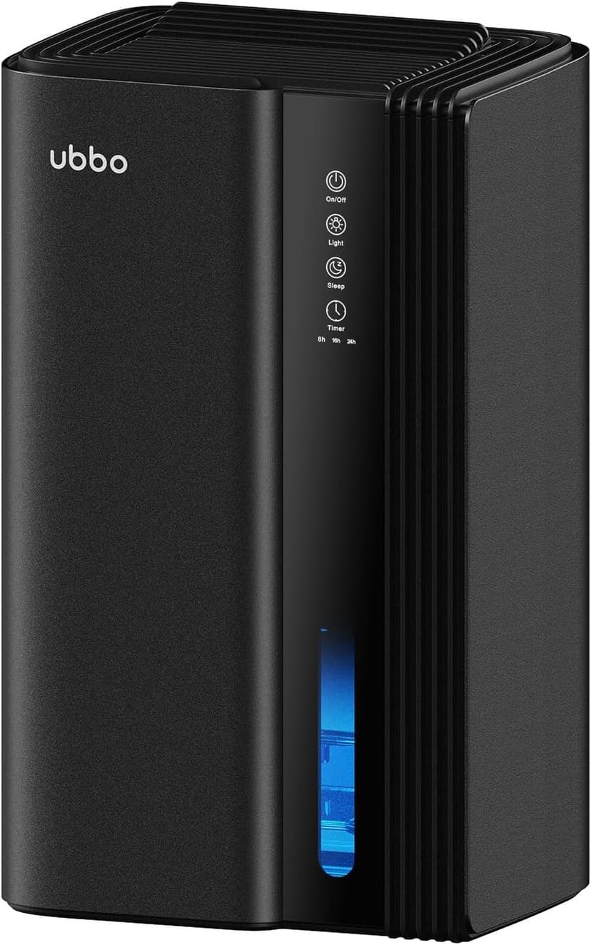 UBBO 95oz Dehumidifiers for Home, 1000 Sq.Ft Dehumidifier with drain hose - Auto Shut Off, Timer, Sleep Mode & Drain Hose - 7 Color Light for Bedroom, Bathroom, RV - Black