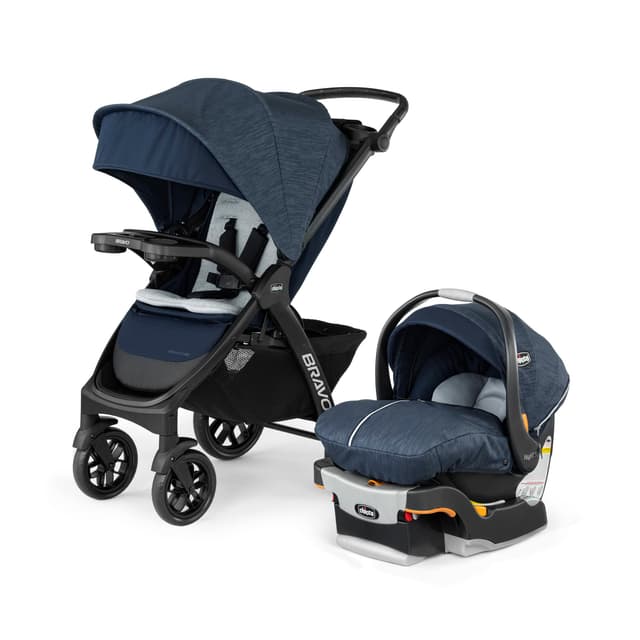 Chicco Bravo® LE Trio Travel System, Bravo® LE Quick-Fold Stroller with KeyFit® 30 Zip Infant Car Seat, Car Seat and Stroller Combo | Harbor