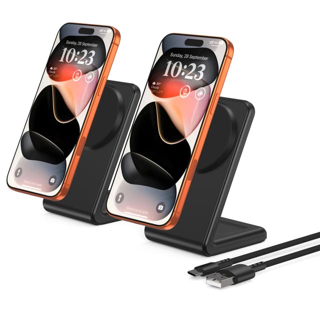 Mag.Safe Charger - iPhone Charger Stand, Fast Magnetic Wireless Charger for iPhone 17/16/15/14/13/12 Series - Black (2pack)