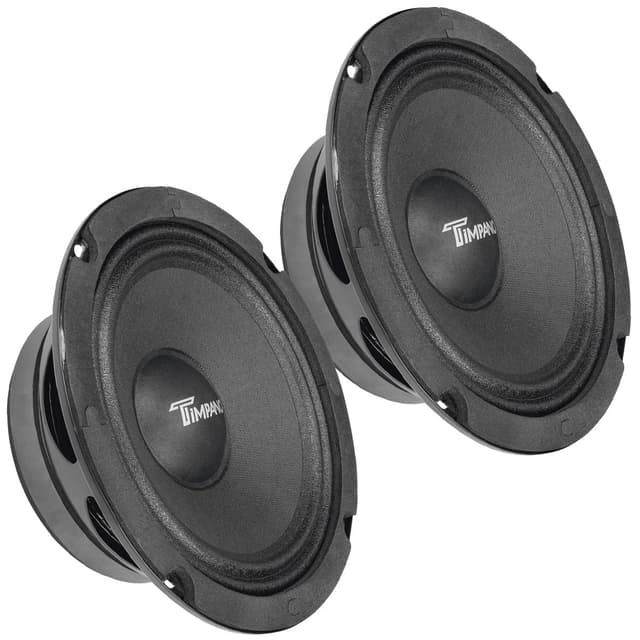 Timpano 6.5 Inch Shallow Midrange Speaker 500 Watts TPT-MR6-4 PRO Bundle 6.5 Midrange Speakers 4 Ohm Shallow Mount Car Audio Speaker, Pro Audio Loudspeaker Compact for Doors (Pair)