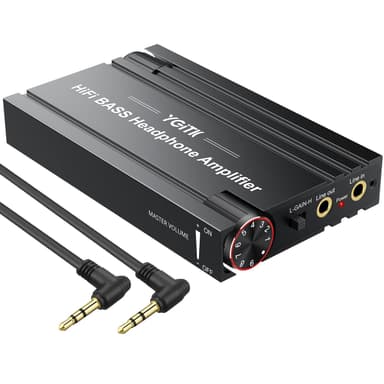 YGiTK 16-600Ω Portable Headphone Amplifier with Bass Boost & Volume Knob, HiFi 3.5mm Headphone Amp Rechargeable with 2-Stage Gain Switch, Aluminum Alloy Case,Compatible with Phone,iPad,PC,PS4/5,MP3/4