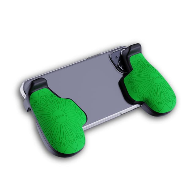 PUK Phone Gaming Grip - Black & Green Ergonomic Mobile Game Handle with Adhesive Pads - Mobile Game Controller Grip to Reduce Hand Fatigue - Android Phone Gaming Accessories