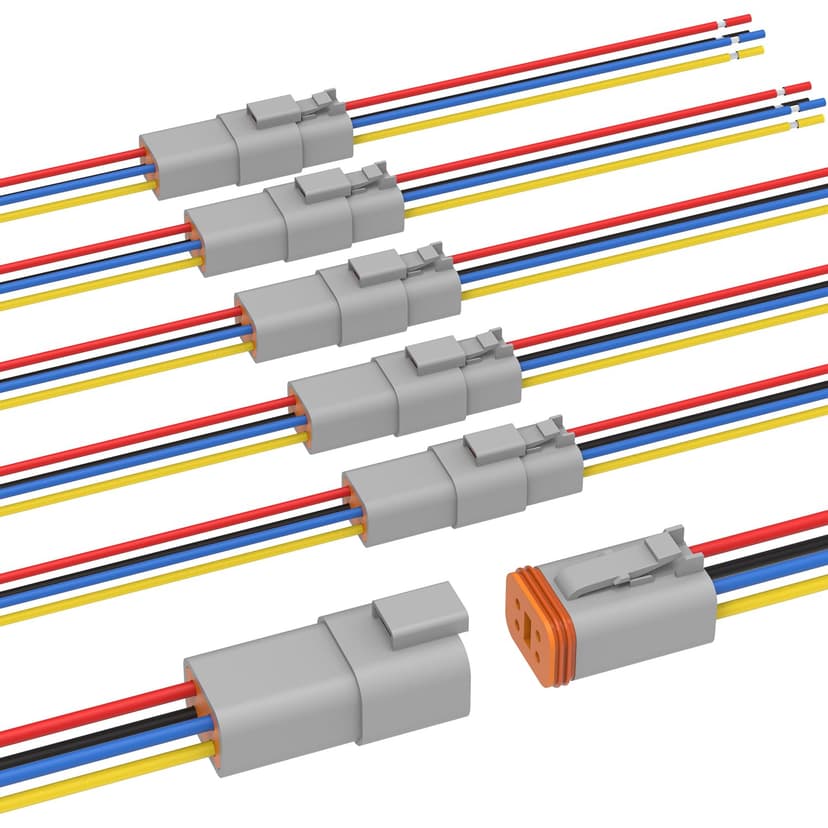 Newdeli Deutsch 4 Pin Connector Kit Waterproof Electrical Connector 16 AWG Male and Female Automotive Wire Connectors for Car Truck Boat, Dt Connector 6 Sets