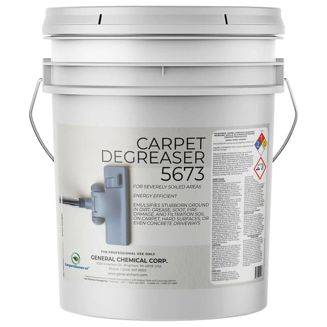 CarpetGeneral Professional Carpet Degreaser - Heavy Duty Spot Cleaning Liquid - Ultimate Clean Product for Carpet, Car Upholstery, Stain Removal - Superior Cleaning for Spotless Rug, 5 Gallon Pail