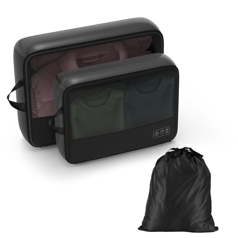 IDCYMOUL Ultralight Compression Packing Cubes, 3 Set Lightweight Travel Packing Organizer for Suitcase, Double-Zipper Packing Cubes with Laundry Bag for Weekend Trip