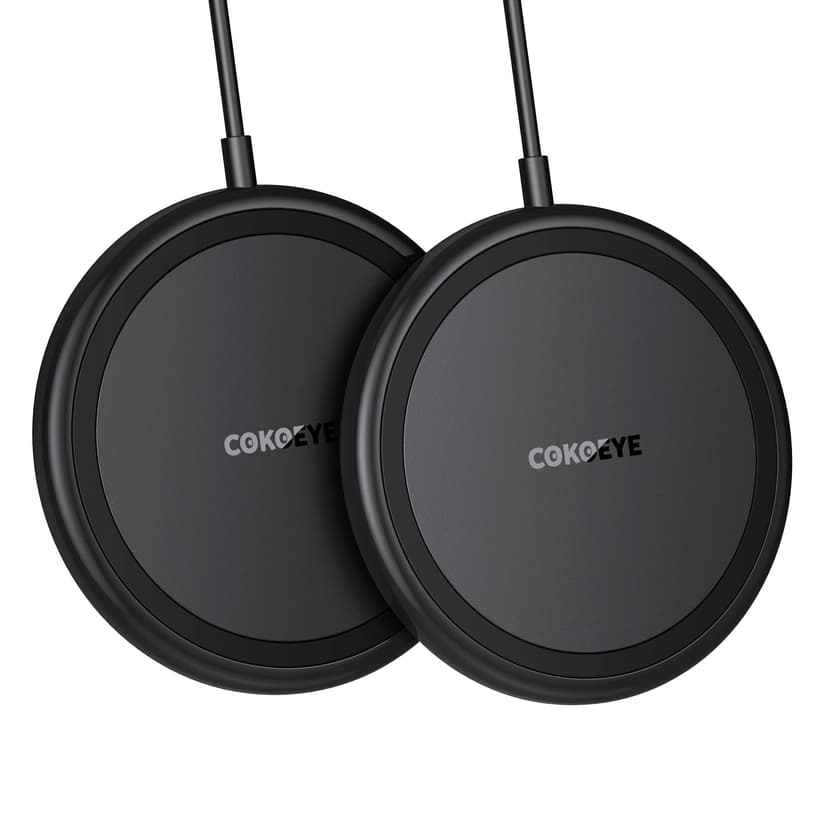 COKOEYE Wireless Charger, 15W Max Fast Wireless Charging Pad 2-Pack Compatible with iPhone 17/17 Air/17 Pro/17 Pro Max/16/15/14/13/12/Samsung S24/S24Ultra/S23Ultra/S22/S21,AirPods Pro2