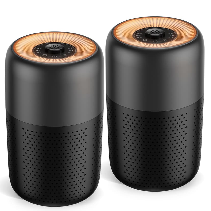 2 Pack YARIKI Air Purifiers for Bedroom Home with Aromatherapy Function,Small Air Purifier with Nightlight Speed Control,24dB Low Noise for Better Sleep,For Pet Room Dorm Kitchen,P60 (Black)