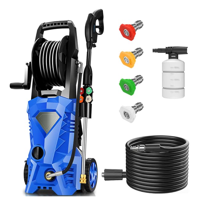 commowner Power Cleaner 5000 PSI with 33FT Hose, 4 Nozzles, 500ml Foam Cannon for Car/Home/Patio/Driveway Cleaning(Blue)