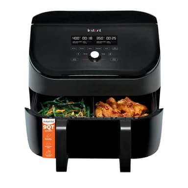 Instant Pot VersaZone 9QT Air Fryer,8-in-1 Functions with EvenCrisp Technology, Crisps,Broils, Bakes,Roasts, Dehydrates,Reheats at Same or Different Temperature, from the Makers of Instant Pot, Black