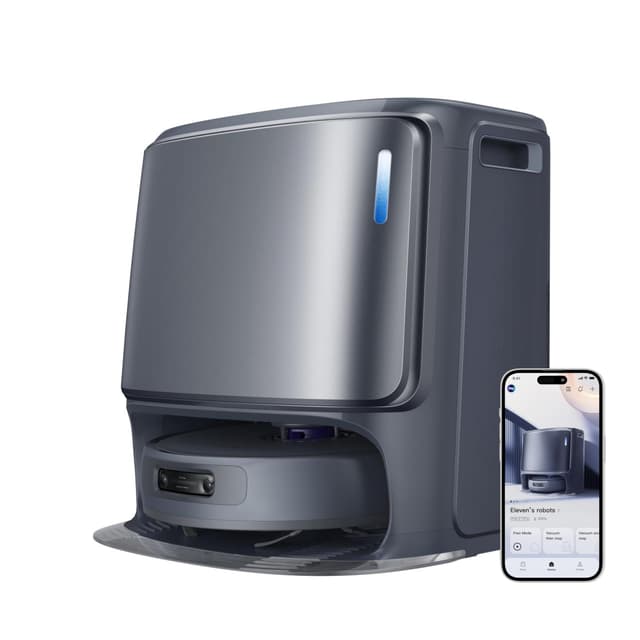 NARWAL Freo Z Ultra Robot Vacuum and Mop Combo, Dual RGB Cameras and Chips, AI Avoidance, 12000Pa Suction, Real-Time Decisions, Adaptive Hot-Water Self Wash & Self Emptying, Pet Hair, Quiet, Grey