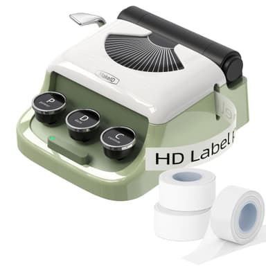 MakeID Q1 Label Maker Machine with 3 Tapes - Portable Bluetooth Label Makers for Home & Office Organization - Compatible with Apple iOS & Android - Clear Prints, Custom Templates & Fonts, Retro Design