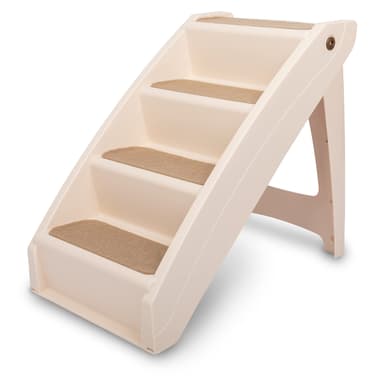 PetSafe CozyUp Folding Dog Stairs, Portable Indoor/Outdoor Pet Steps for Bed, Couch & Car, Tan, 20 Inch