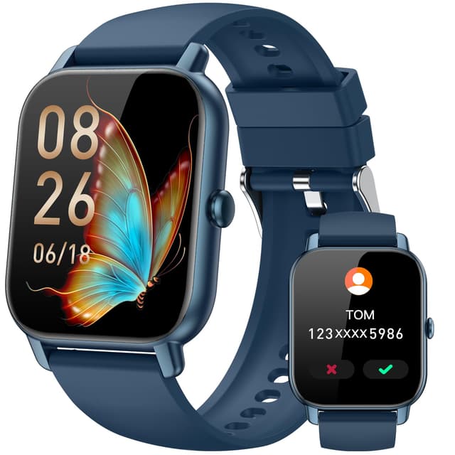 Smart Watches for Women(Answer/Make Call),1.85 inch HD Fitness Tracker Watch with Activity Counter/Sleep Monitor/ 110+ Sports Modes, IP68 Waterproof Smart Watch for Andriod iPhone iOS Compatible,Blue