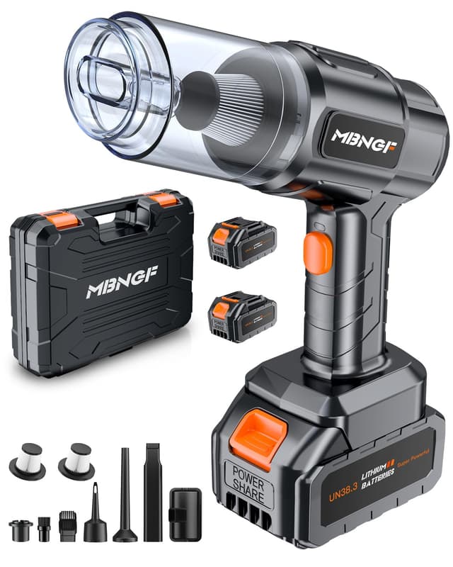 MBNGF Car Vacuum Portable Cordless,35000PA High Power Suction & Blower, Cordless Handheld Vacuum Cleaner for Car, Home, Office, Pet(Stellar Black)