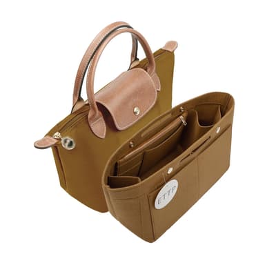 ETTP Purse Organizer Insert For Handbags, Felt Tote Bag Organizer Insert, Handbag Organizer, Compatible with Neverful Speedy and More, 6 Size (Slender Medium,Lighting Coffee)